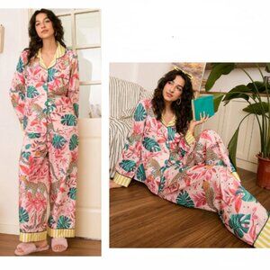 NEW Leopard Tropical  Print Loungewear Pajama Set